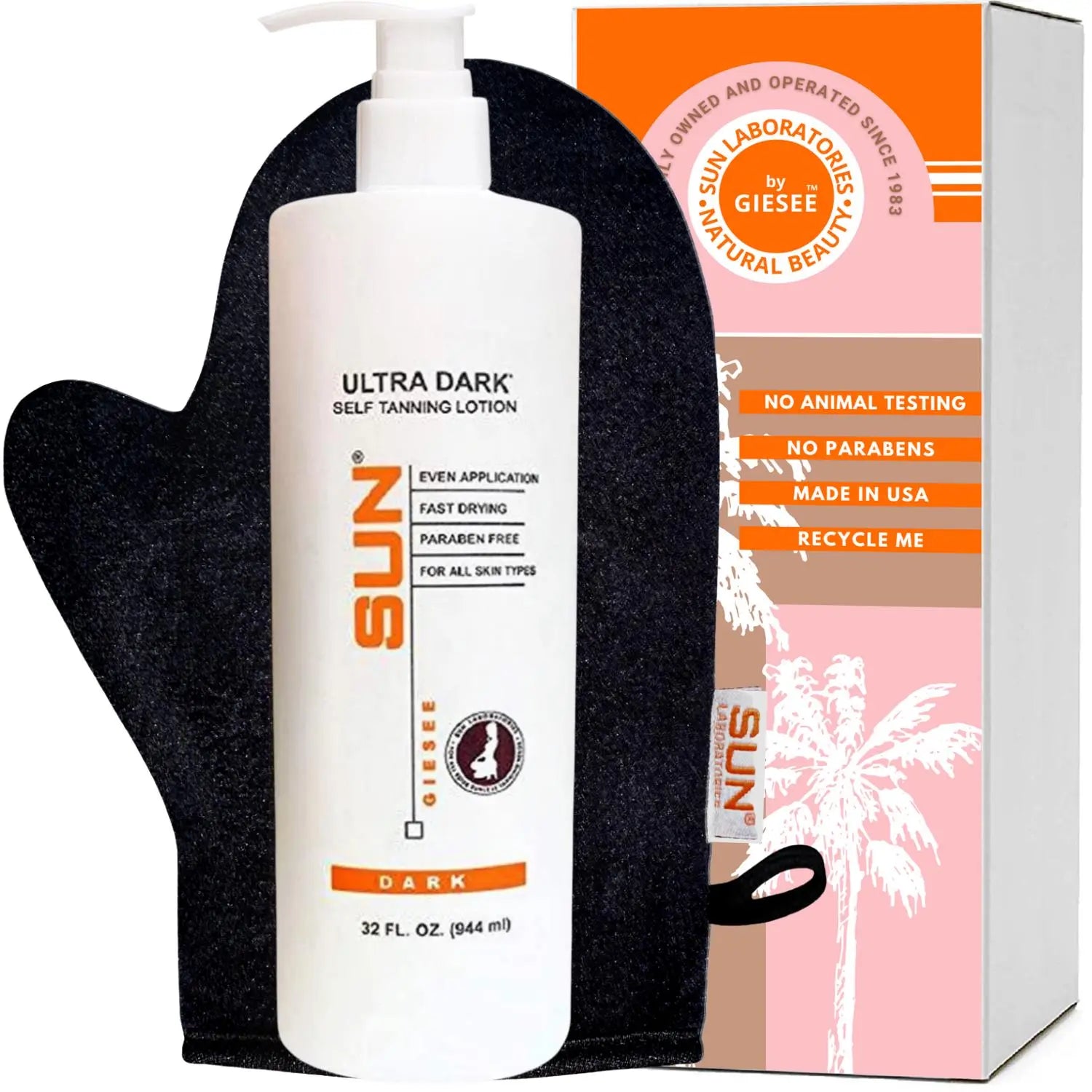 Sun Laboratories 32oz Ultra Dark Self Tanning Lotion with Tanning Mitt - Sun Laboratories by Giesee sunless tanning bronzer