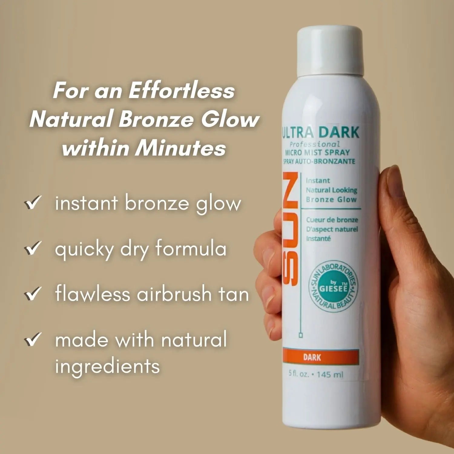 Natural Sunless Airbrush Spray Tan Micro Mist Self Tanner - Dark 3-Pack (5 oz each) Giesee Sun Tanning Products - Sun Laboratories by Giesee sun tan spray