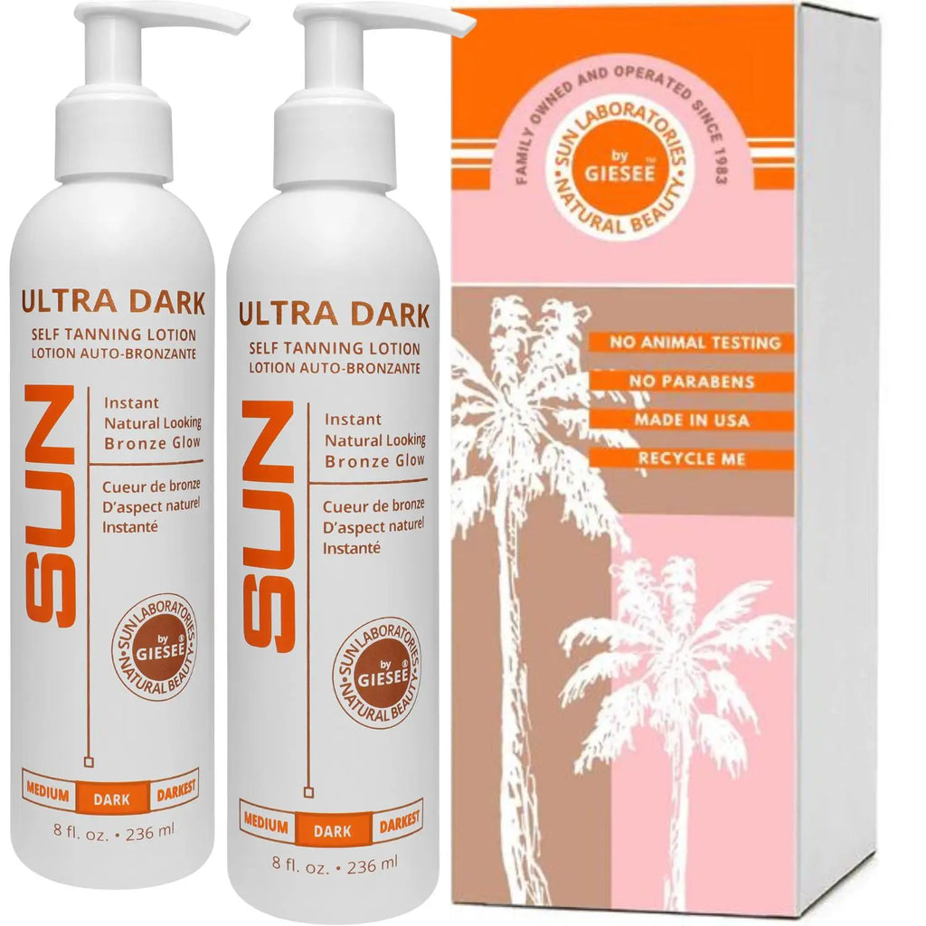 Sunlabs Self Tanner Ultra Dark Lotion - Instant Tint Sunless Tanning Lotion Set of 2 (8fl oz) - Sun Laboratories by Giesee  sunlabs self tanner