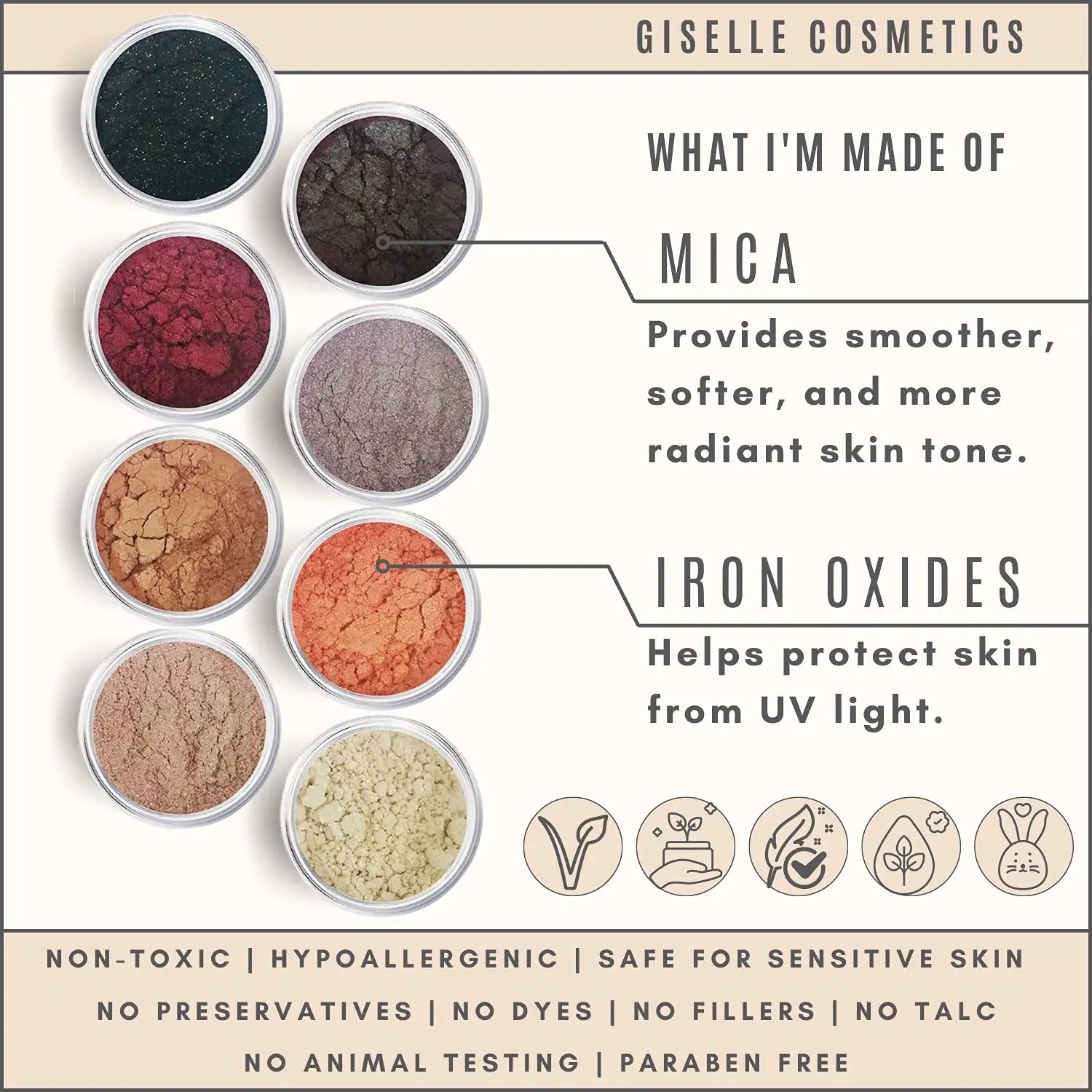 Brown Eyed Girl  8 Stack Mineral Makeup Eyeshadow Pure Shimmer Mineral Makeup - Sun Laboratories by Giesee gypsy makeup	