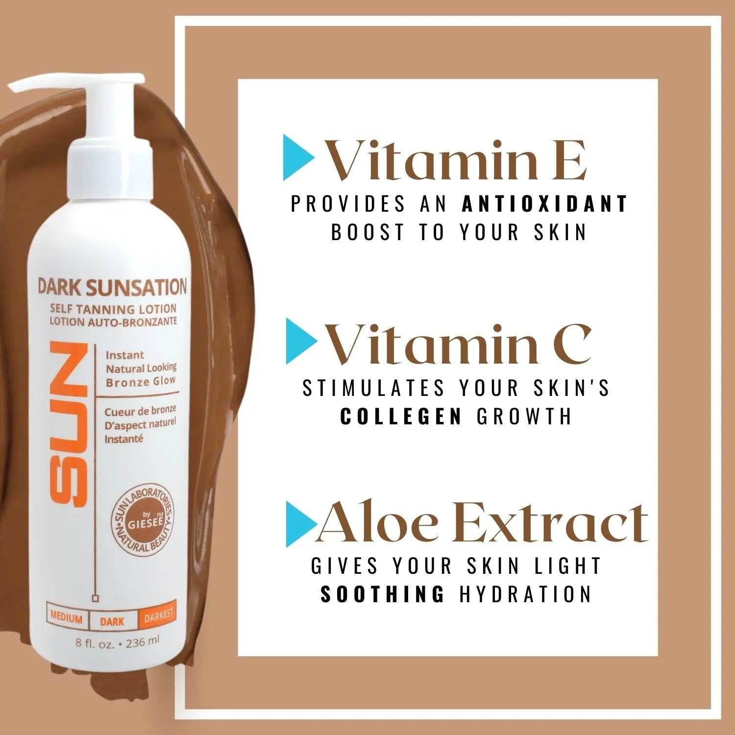 Self Tanner Bundle Dark Sunsation Very Dark 8oz Sunless Tanning Lotion Kit - Sun Laboratories by Giesee self tanner very dark