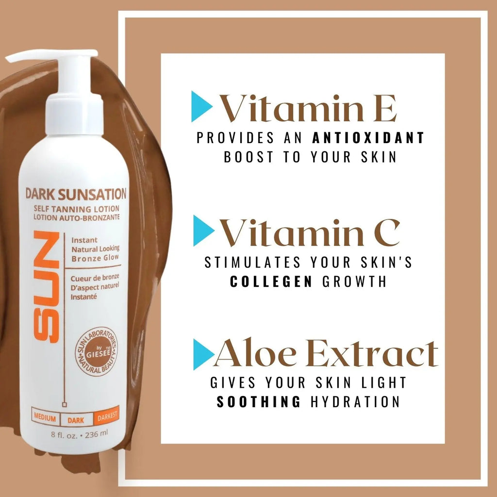 Self Tanner Bundle Dark Sunsation Very Dark 8oz Sunless Tanning Lotion Kit - Sun Laboratories by Giesee self tanner very dark