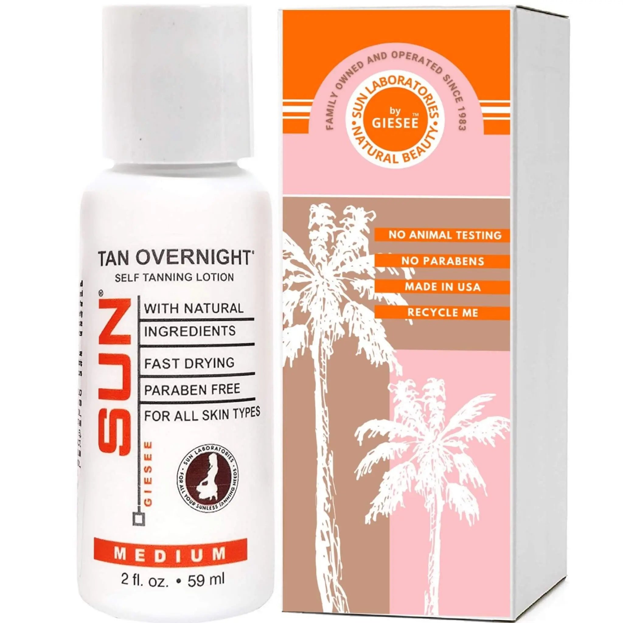 Giesee Sun Tanning Products Tan Overnight 2oz  Medium Self Tanning Lotion - Sun Laboratories by Giesee instant self tanner