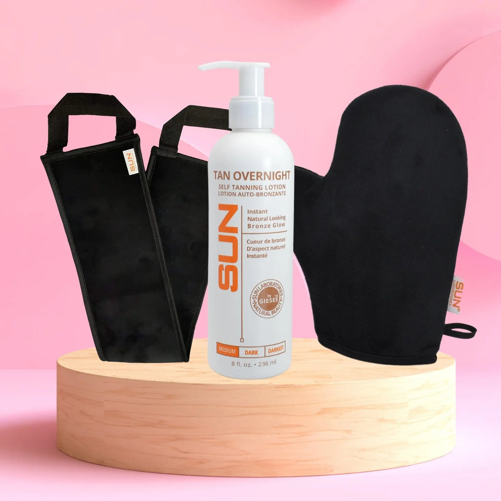 Sunlabs Tan Overnight 8oz Self Tan Lotion Mitt Bundle - Sun Laboratories by Giesee tan overnight sunlabs