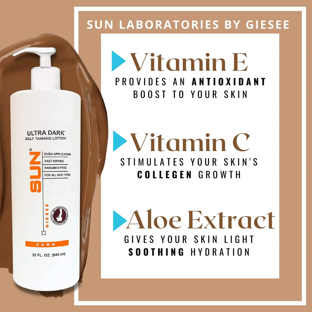 Ultra Dark Self Tanning Dark Lotion 32oz Best Lotion to Keep Tan - Sun Laboratories by Giesee how to get tan overnight