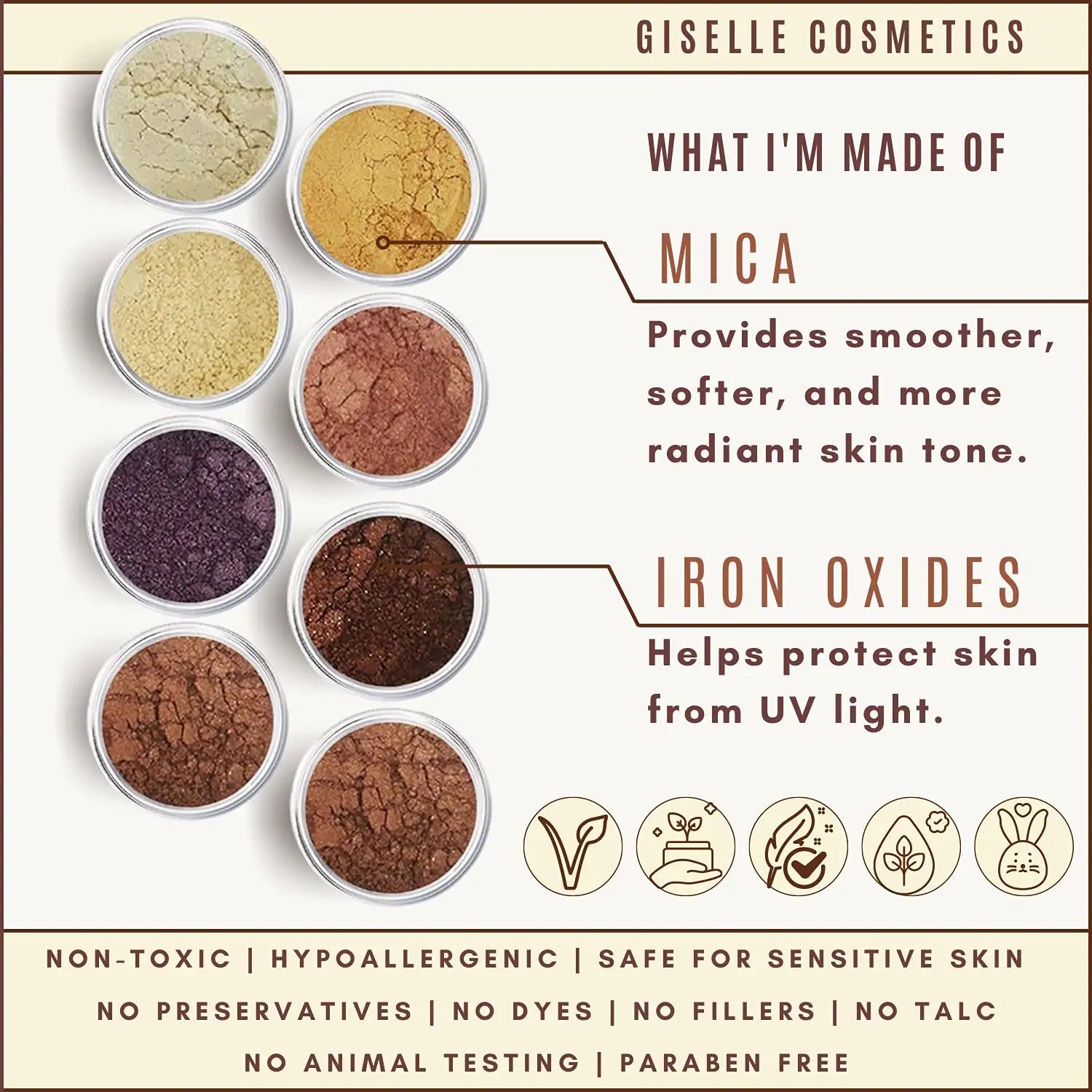 Espresso Paradise 8 Stack Mineral Makeup Eyeshadow Pure Shimmer Mineral Make - Sun Laboratories by Giesee natural cosmetics organic minerals