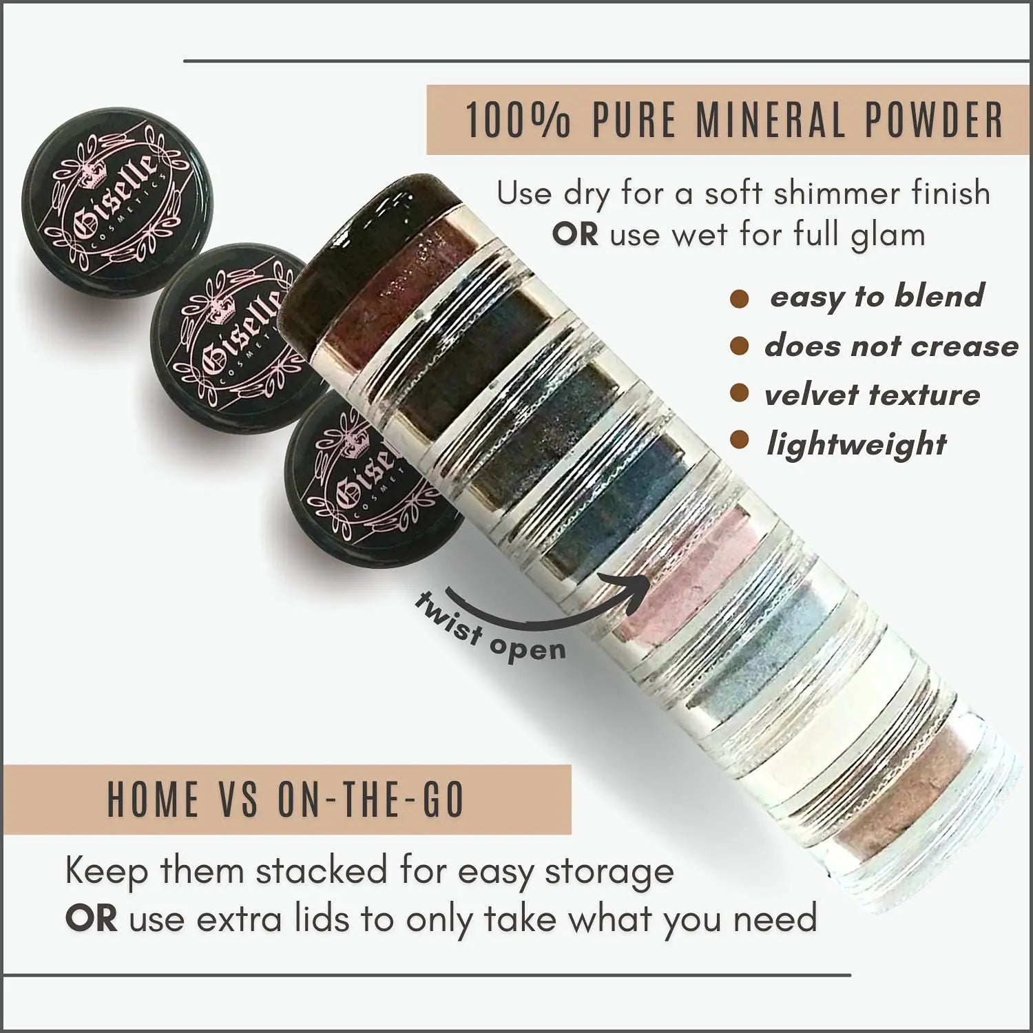 Smoky Gypsy 8 Stack Mineral Makeup Eyeshadow Giselle Cosmetics - Sun Laboratories by Giesee gypsy makeup	