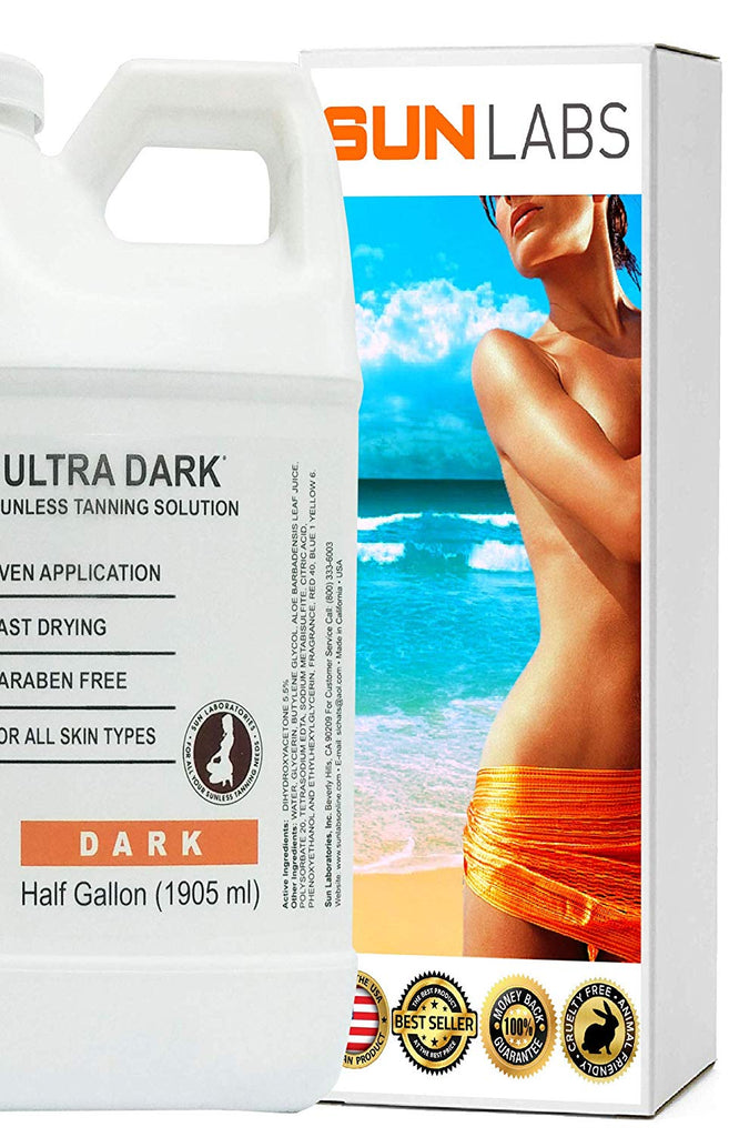 Spray Tan Solution | Dark Self Tanning Micro Mist (1/2 Gallon) for Airbrush Tanning - Natural Sunless Solution, Body and Face for Bronzing and Golden Tan (Packaging May Very)