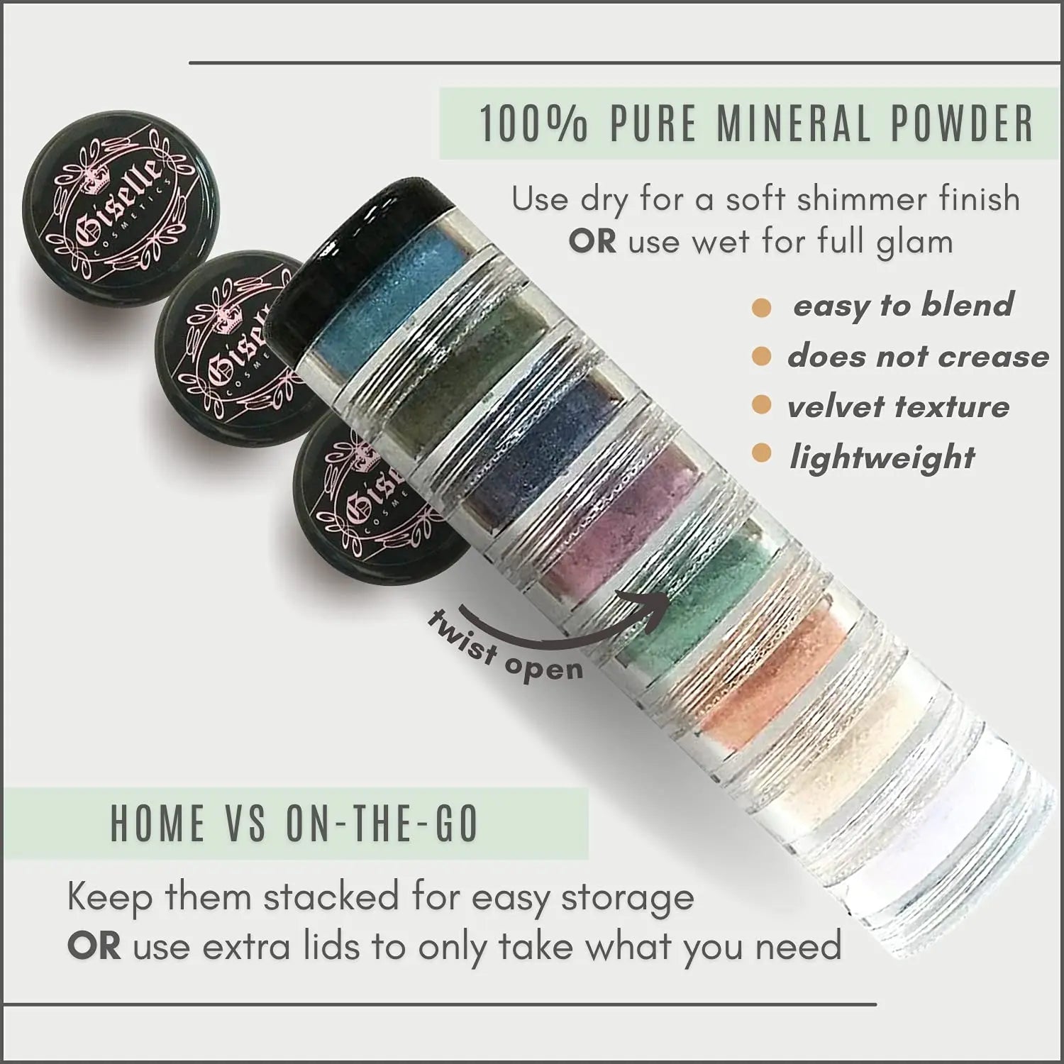 Mineral Loose Powder Makeup Eyeshadow Palette Kit | Pure Organic Natural Pigment Minerals - Sun Laboratories by Giesee natural cosmetics organic