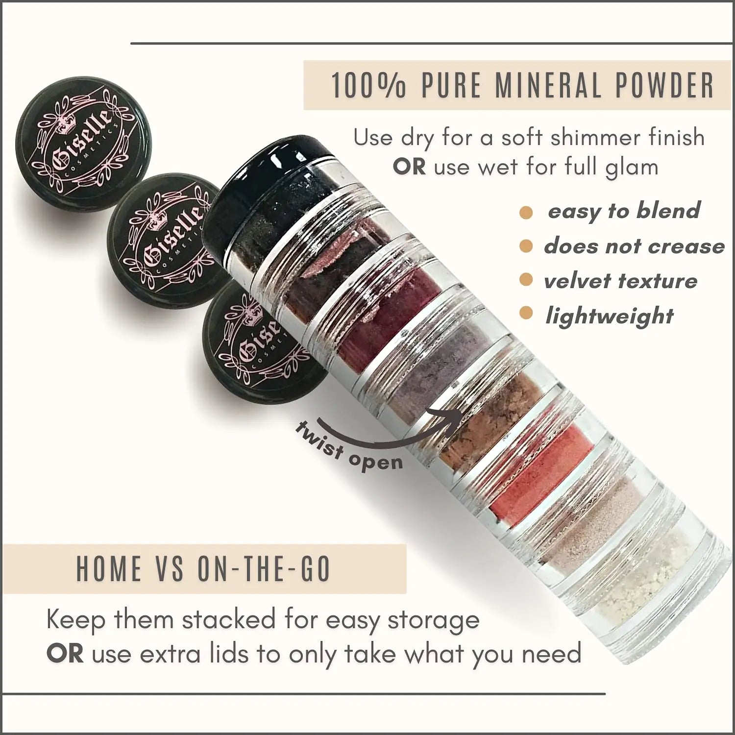 Brown Eyed Girl  8 Stack Mineral Makeup Eyeshadow Pure Shimmer Mineral Makeup - Sun Laboratories by Giesee gypsy makeup	
