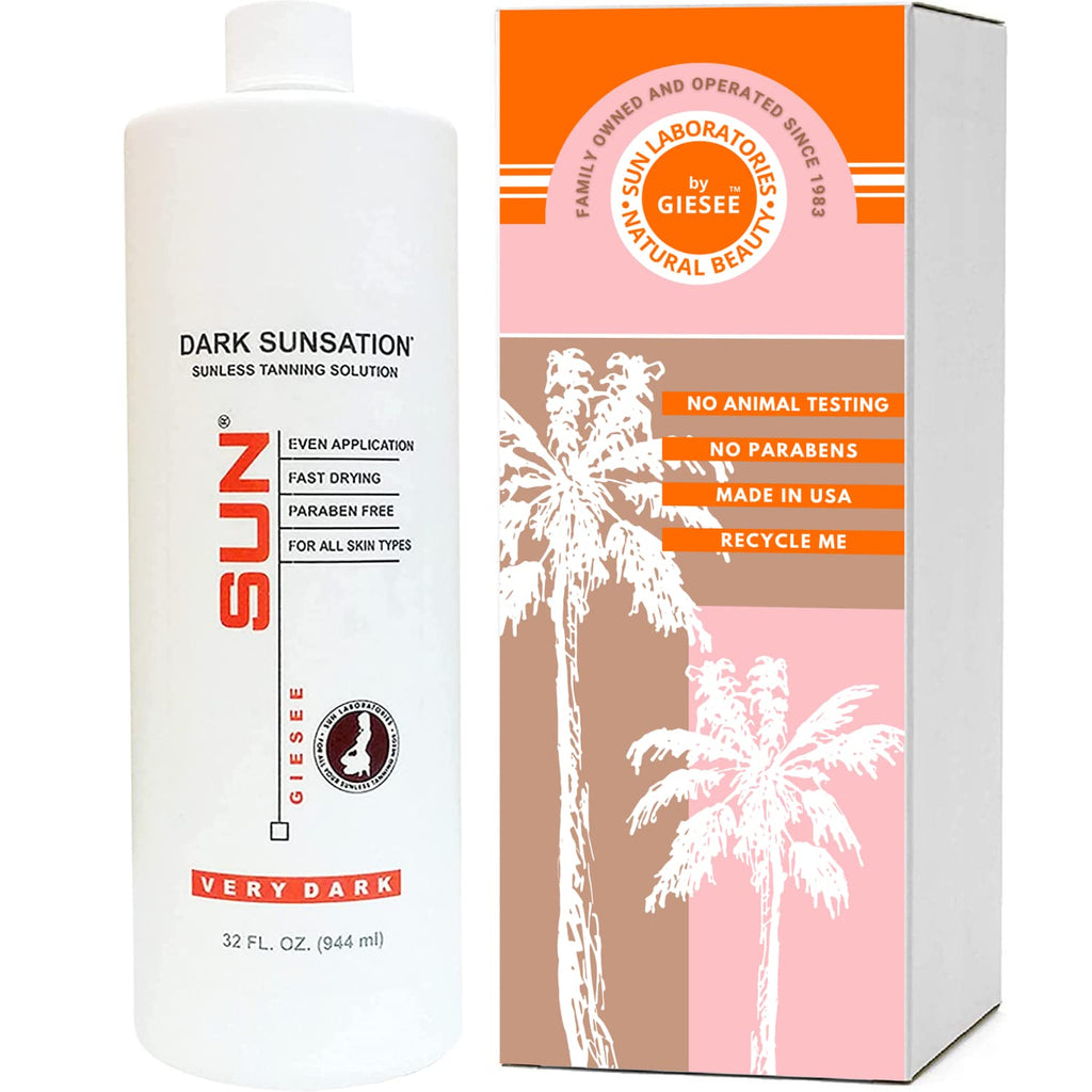 Dark Sunsation Very Dark Self Tanner 32 oz - Use With Natural Sunless Airbrush HPLV, Tan Body and Face (Packaging May Very)