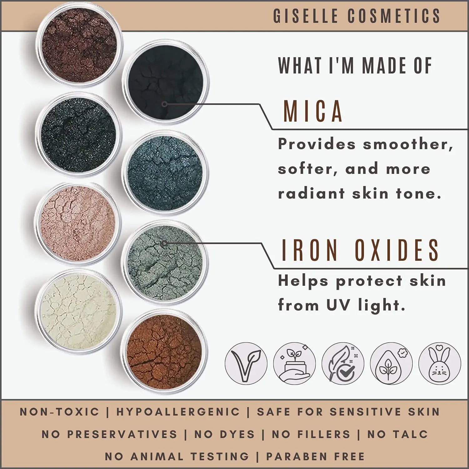 Smoky Gypsy 8 Stack Mineral Makeup Eyeshadow Giselle Cosmetics - Sun Laboratories by Giesee gypsy makeup	