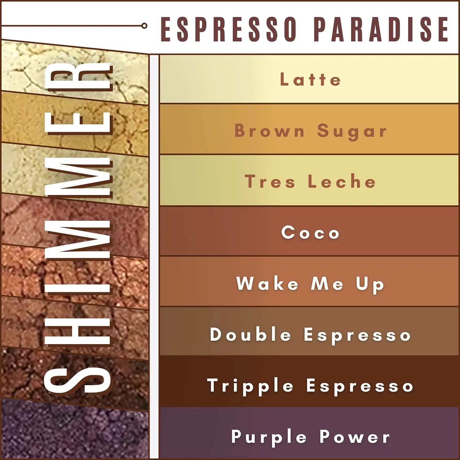 Espresso Paradise 8 Stack Mineral Makeup Eyeshadow Pure Shimmer Mineral Make - Sun Laboratories by Giesee natural cosmetics organic minerals