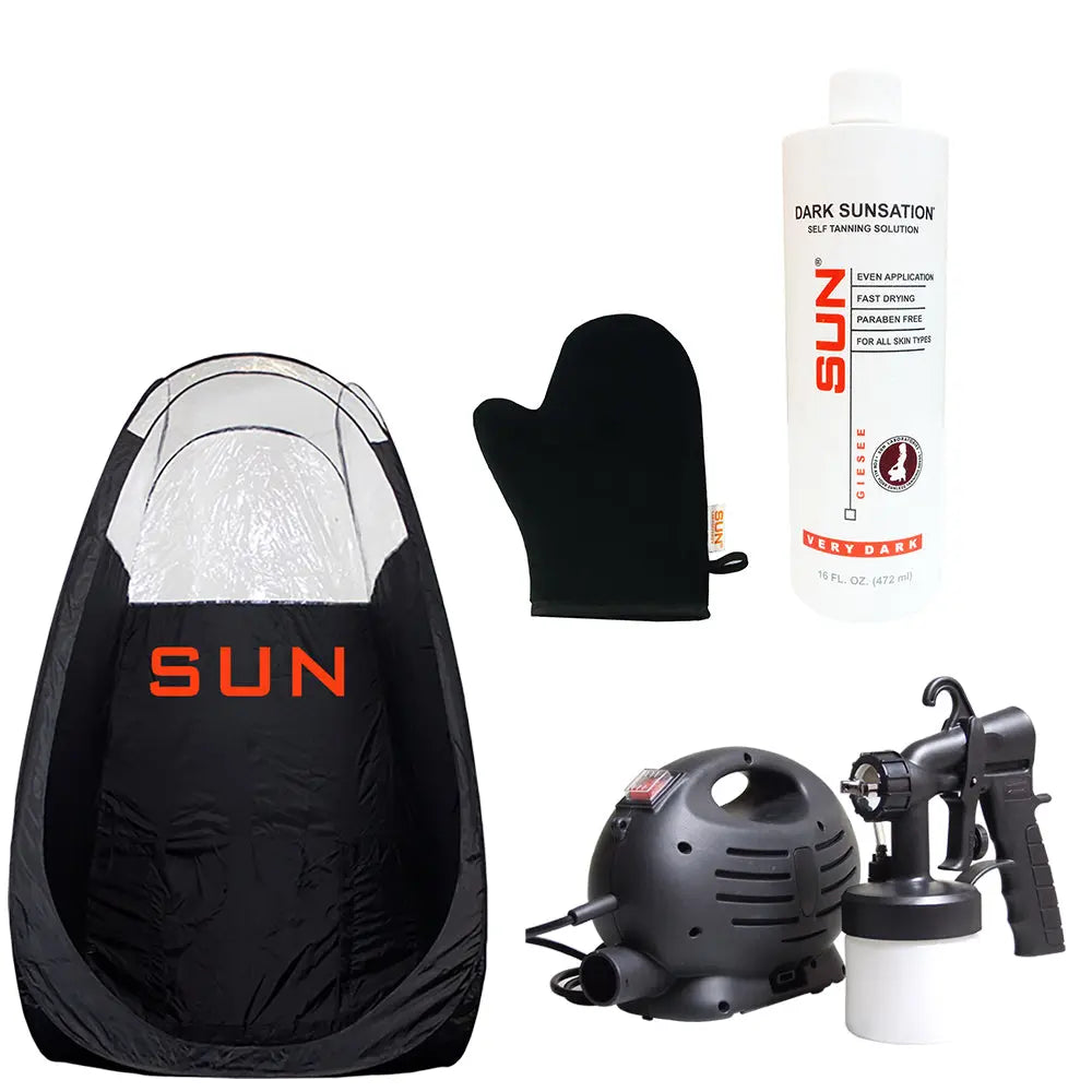 Sun Laboratories Sunless Spray Tan Machine - Professional Airbrush Tanning System with Tent, Solution + Mitt